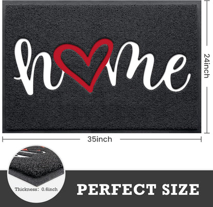 CozyBounty Black Door Mat Welcome Mats Outdoor Indoor Non-Slip Doormat for Entryway Low-Profile Floor Mat for Yard, Garage, High Traffic Areas (30"x17.5", Black)