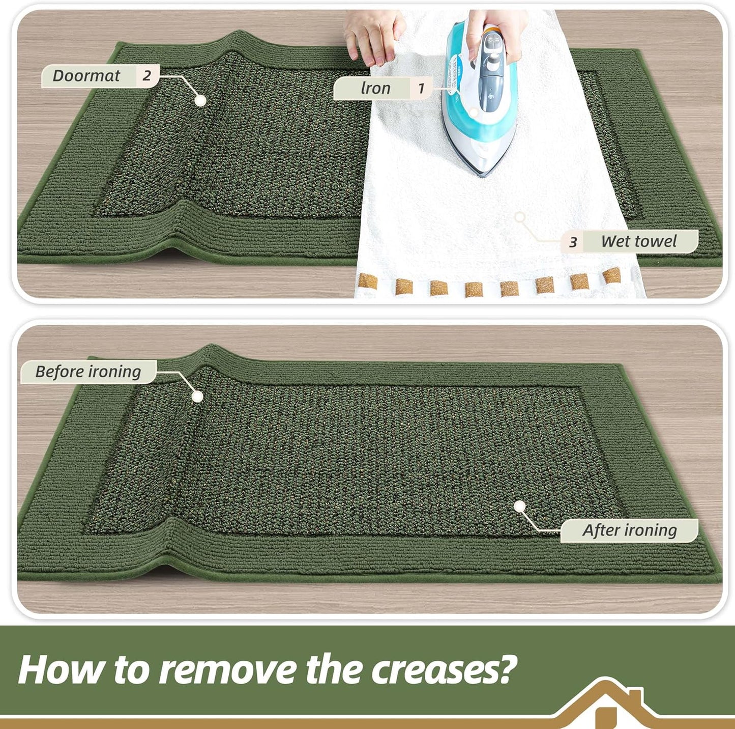 BEQHAUSE Indoor Door Mat 20" x 32", Dirt Trapper Door Mats Non-Slip Entryway Rugs Washable, Resist Dirt Absorbent Welcome Mat, Low Profile Floor Mats for Front Back Door and Entryway, Taupe