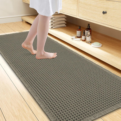 Smiry Waffle Bath Mat 30x20, Extra Soft Absorbent Bathroom Rugs, Non Slip Machine Washable Quick Dry Bath Rugs for Bathroom Floor, Tub, Shower, Home Decor Accessories, Brown