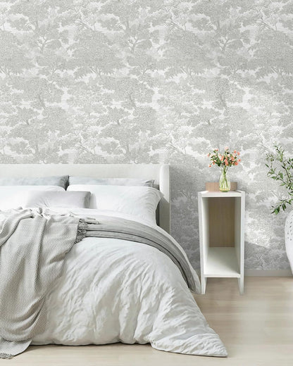 Safiyya Peel and Stick Wallpaper Beige Forest Contact Paper 17.3" x 118" Vintage Tree Wall Paper Renter Friendly Self Adhesive Removable Wallpaper for Bathroom Vinyl Off-White