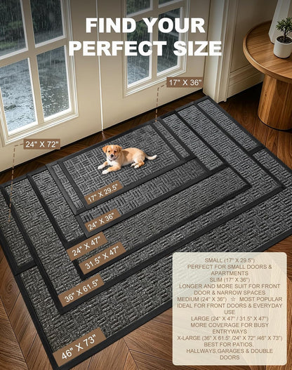 Mibao Front Door Mat, Heavy Duty Durable Welcome Mat for Outdoor Indoor, Dirt Trapper Waterproof Super Absorbent Door Mat for Entryway Outside Patio Porch, 29.5" x 17", Grey
