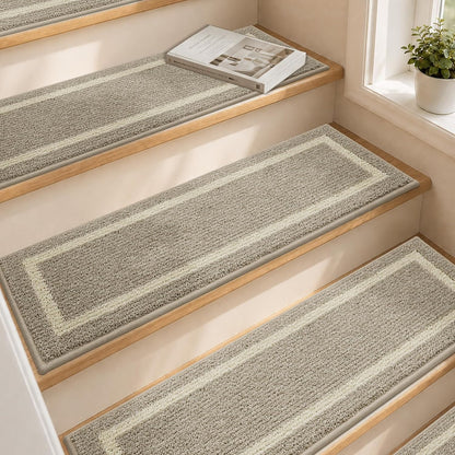 COSY HOMEER Soft Stair Treads Non-Slip Carpet Mat 28inX9in Indoor Stair Runners for Wooden Steps, Stair Rugs for Kids and Dogs, 100% Polyester TPE Backing 4pcs, Grey