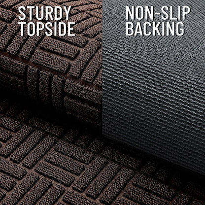 OLANLY Front Door Mat Outside Entrance 29.5x17, Absorbent, Heavy Duty Sturdy Natural Rubber Doormat Indoor Outdoor, Stain and Fade Resistant, Non-Slip Backing Low Profile Floor Mat for Entryway, Grey
