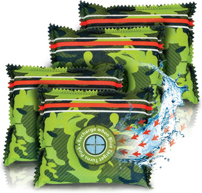 Zarpax Gun Safe Dehumidifier Camouflage - Rechargeable Desiccant Dehumidifier Bags - Reusable & Absorbs Moisture & Humidity - 4x Pack