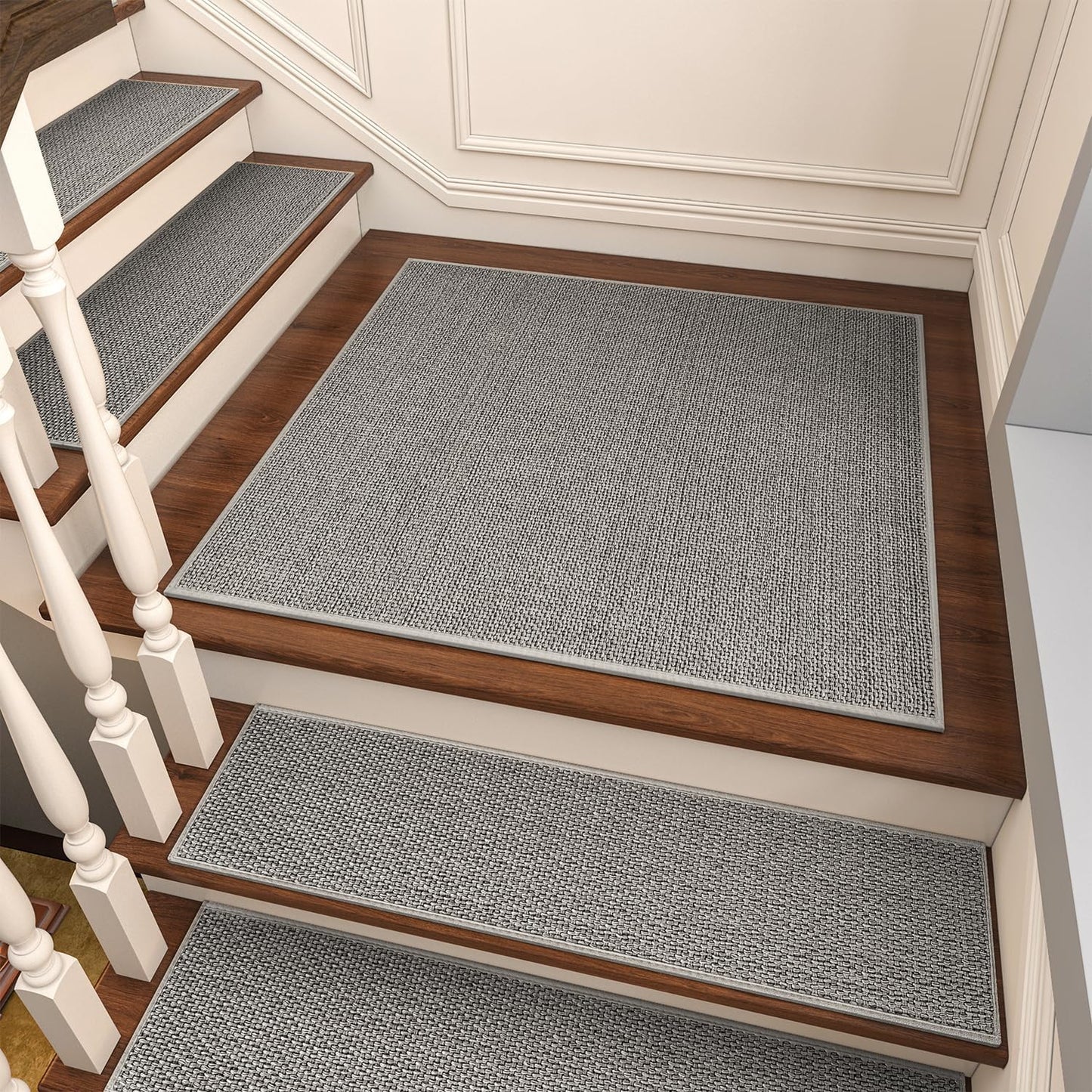 PADOOR Non Slip Stair-Treads,Rubber Backing Stair-Runners for Wooden Steps,15PCS Residue Free Carpet Stair Treads for Kids and Dogs 8"x30" Beige