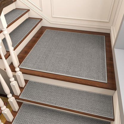 PADOOR Non Slip Stair-Treads,Rubber Backing Stair-Runners for Wooden Steps,15PCS Residue Free Carpet Stair Treads for Kids and Dogs 8"x30" Beige