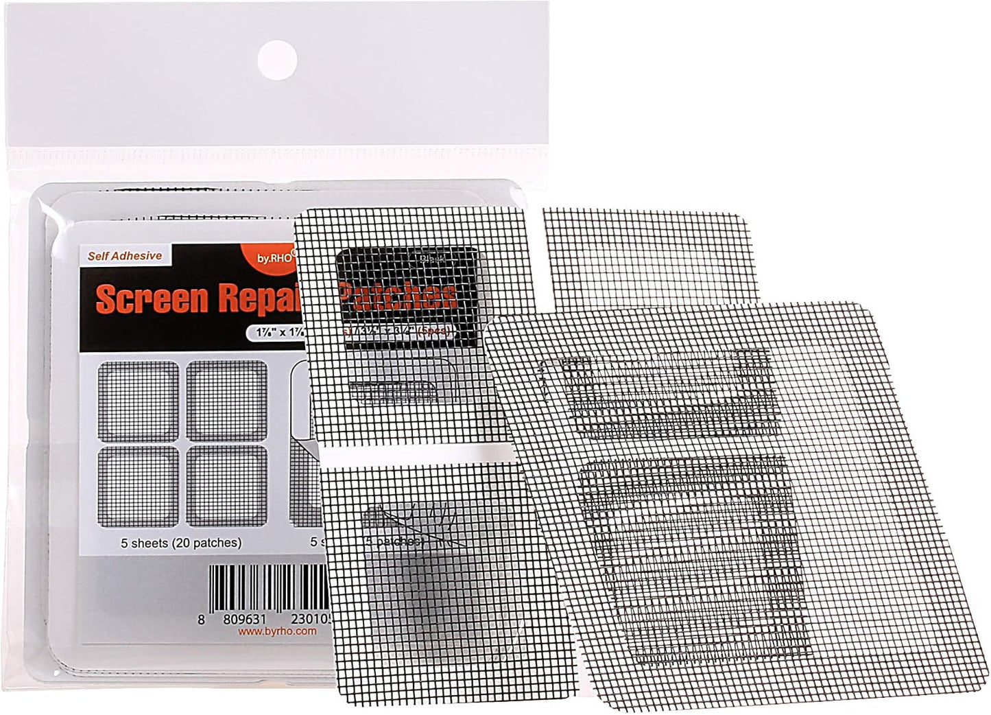 by.RHO Window and Door Screen Repair Patch kit. 25 Patches, (1⅞" x 1⅞" x 20pcs) (3½" x 3½" x 5pcs)