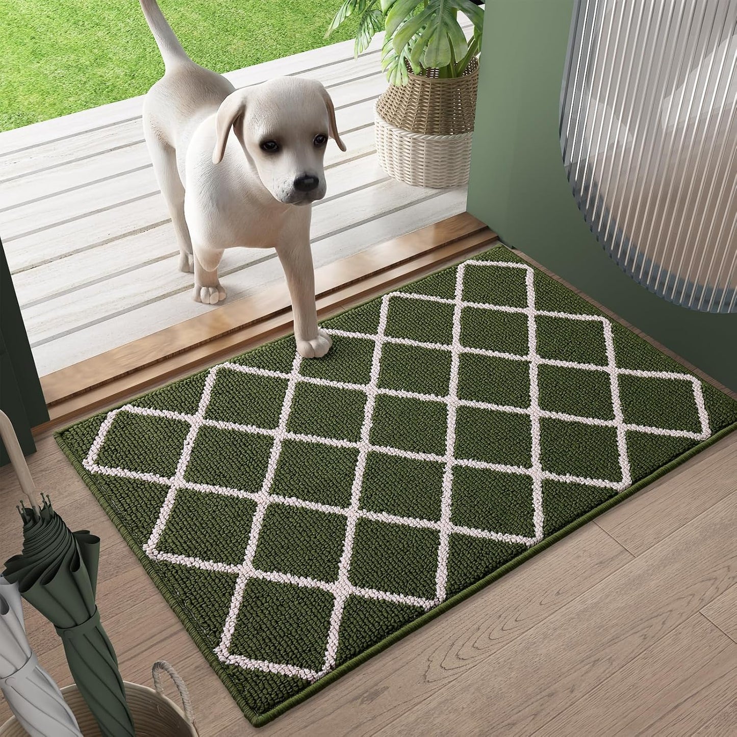 Finchitty Indoor Door Mat, Dirt Resistant and Absorbent, Low-Profile, Non-Slip, Washable Inside Floor Mats for Front Door, Back, and Entrance, 32" x 20", Grey