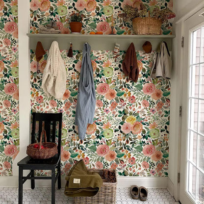 Simon&Siff Floral Peel and Stick Wallpaper, 17.3" x 120" Self Adhesive Wallpaper Boho Flower Kitchen Cabinets Furniture Decorative Renter Friendly Wall Paper