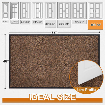 Mibao Front Door Mat, Dirt Trapper Welcome Mat for Outdoor Indoor, Non-Slip Waterproof Doormat, Durable Machine Washable Low Profile Entry Rug for Back Door Outside Patio Porch, 29.5" x 17", Grey
