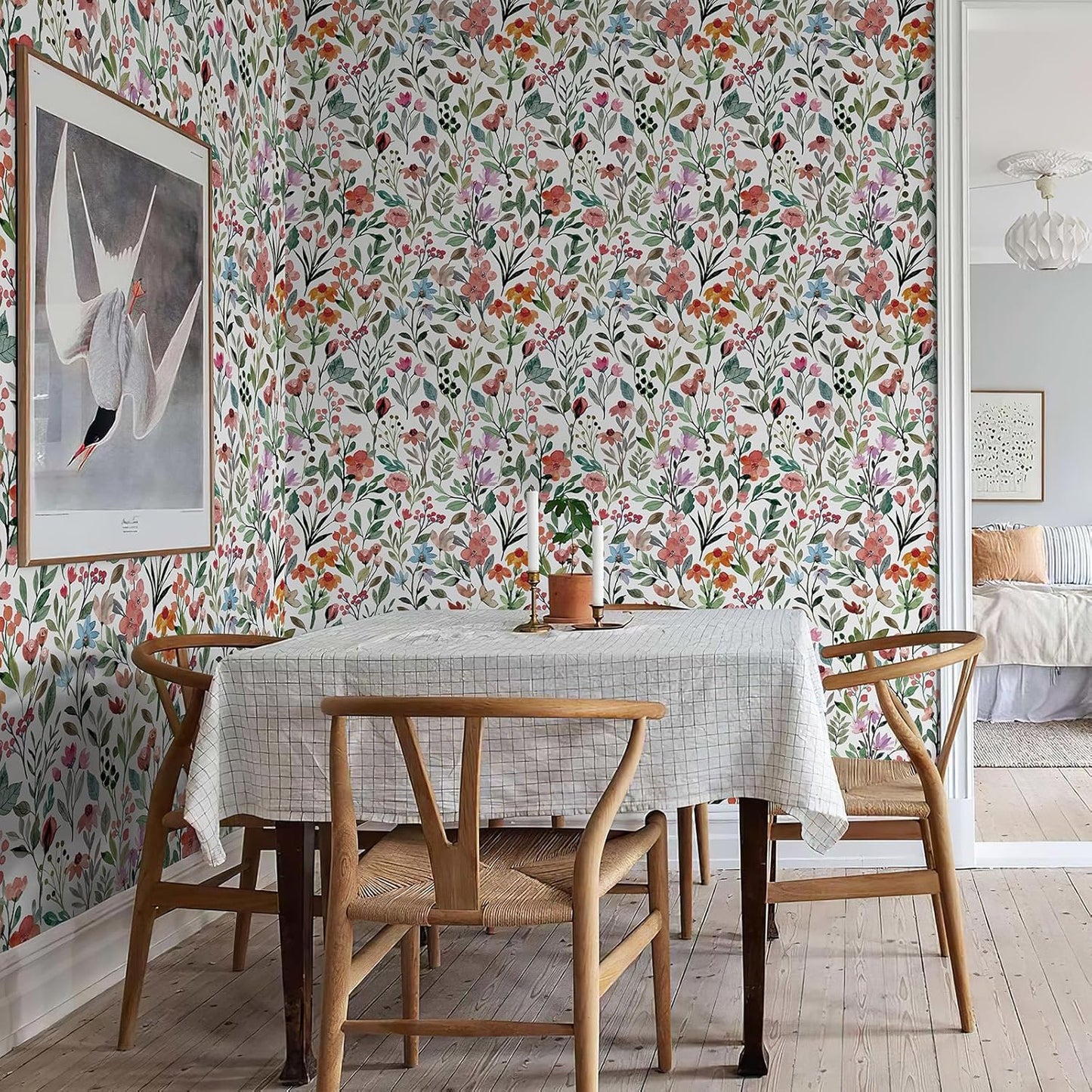 Simon&Siff Floral Peel and Stick Wallpaper, 17.3" x 120" Self Adhesive Wallpaper Boho Flower Kitchen Cabinets Furniture Decorative Renter Friendly Wall Paper