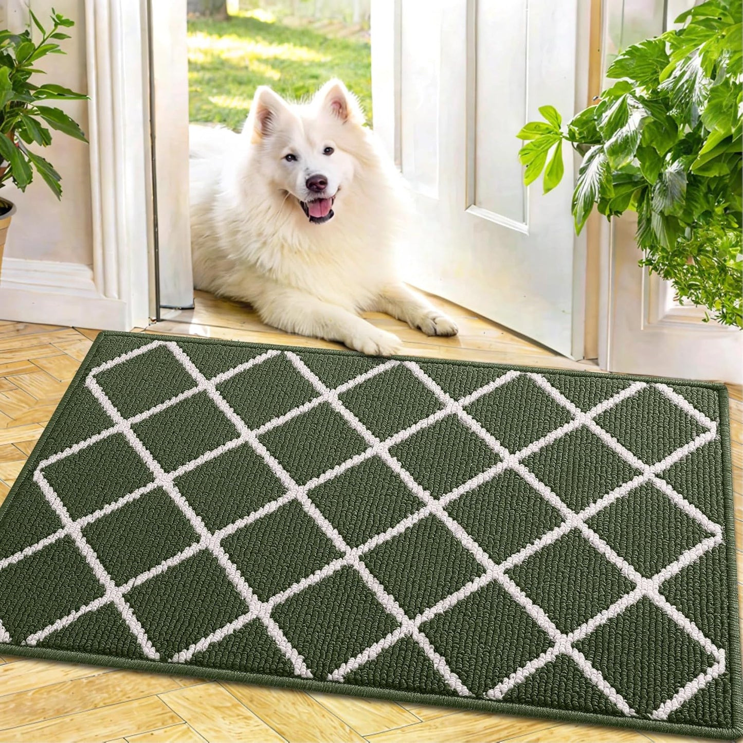Finchitty Indoor Door Mat, Dirt Resistant and Absorbent, Low-Profile, Non-Slip, Washable Inside Floor Mats for Front Door, Back, and Entrance, 32" x 20", Grey