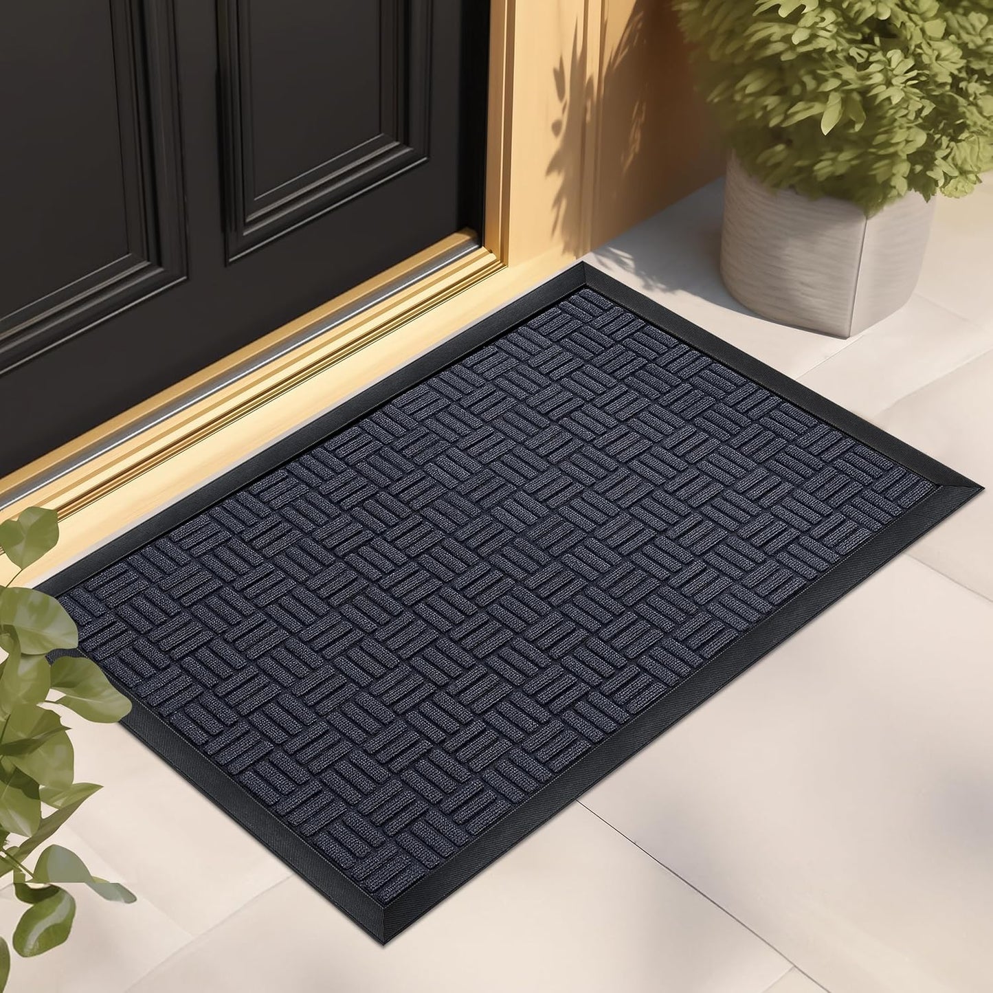 Mibao Front Door Mat, Heavy Duty Durable Welcome Mat for Outdoor Indoor, Dirt Trapper Waterproof Super Absorbent Door Mat for Entryway Outside Patio Porch, 29.5" x 17", Grey