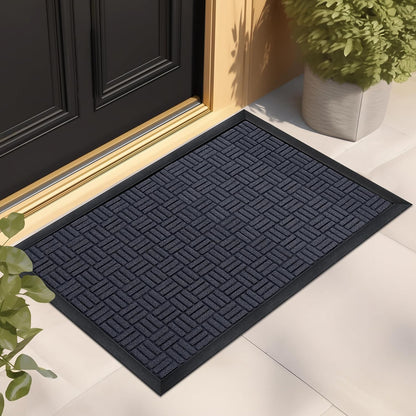 Mibao Front Door Mat, Heavy Duty Durable Welcome Mat for Outdoor Indoor, Dirt Trapper Waterproof Super Absorbent Door Mat for Entryway Outside Patio Porch, 29.5" x 17", Grey