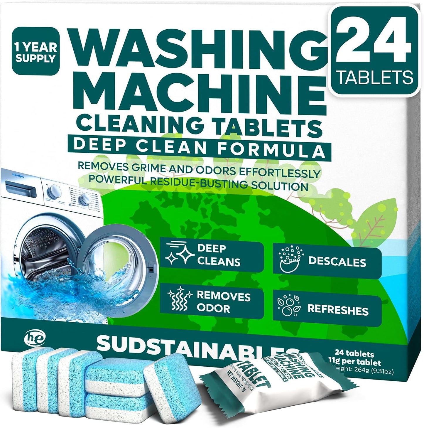Garbage Disposal, Dishwasher Cleaner, and Washing Machine Cleaner Tablets bundle