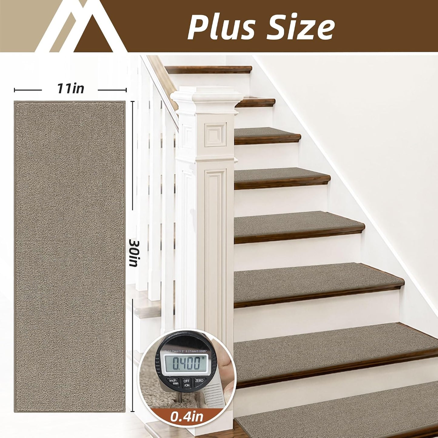 COSY HOMEER Stair Treads Non-Slip Carpet Stair Treads for Wooden Steps, Indoor Stair-Runner Rugs for Kids Elders & Pets 28"x9" (4Pc, Dark Gray)