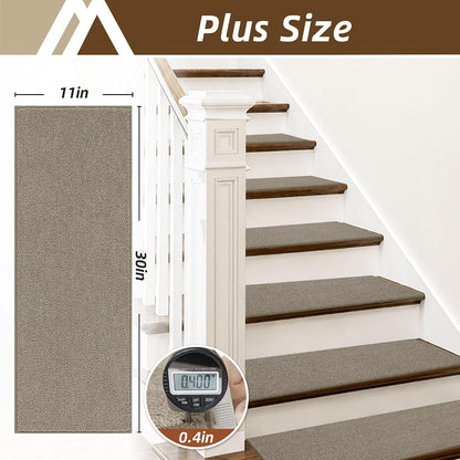 COSY HOMEER Stair Treads Non-Slip Carpet Stair Treads for Wooden Steps, Indoor Stair-Runner Rugs for Kids Elders & Pets 28"x9" (4Pc, Dark Gray)