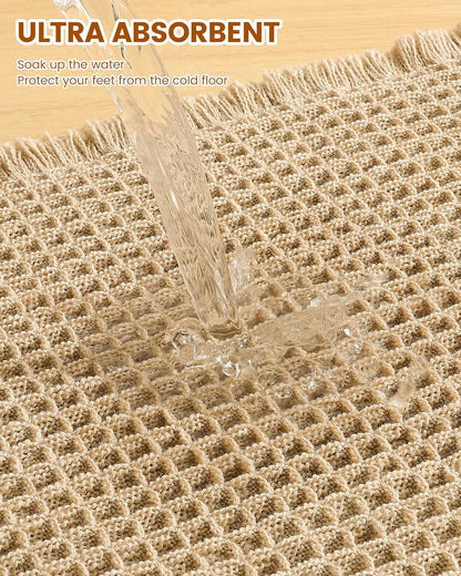 Smiry Waffle Bath Mat 30x20, Extra Soft Absorbent Bathroom Rugs, Non Slip Machine Washable Quick Dry Bath Rugs for Bathroom Floor, Tub, Shower, Home Decor Accessories, Brown