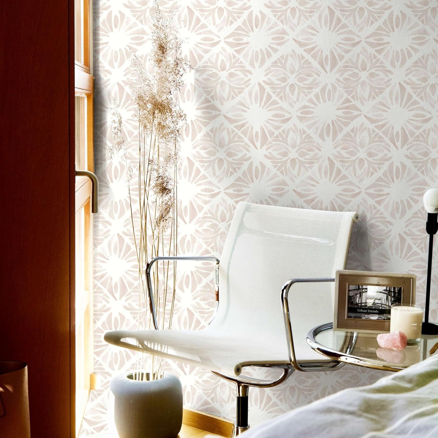 Boho Wallpaper Neutral Peel and Stick Wallpaper 78.7"x17.3" Geometric Wall Paper Beige and White Contact Paper Textured Removable Vinyl Waterproof for Bedroom Farmhouse Kitchen Bathroom