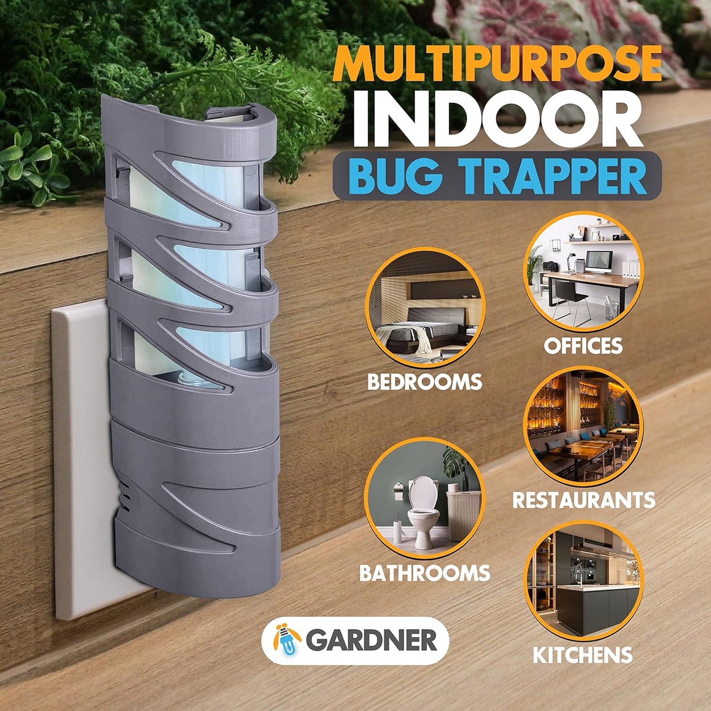 Gardner - Fly Trap Indoor for Home, Fruit Fly Trap for Indoors, Plug in Bug Catcher, Gnat Traps for House Indoor, Fruit Fly Traps for Indoors, Made in USA, Flyweb (Grey)