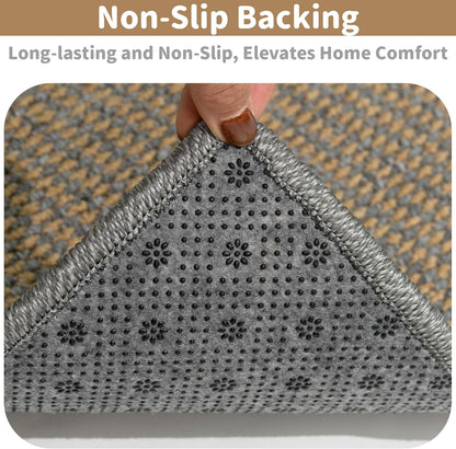 Brakki Bullnose Carpet Stair Treads, Non Slip Stair Treads for Wooden Steps Indoor, Stair Runner, Soft Stair Rugs, Edging Stair Protectors, Washable, 29.5"x9.5"x1.5" 14pcs, Beige