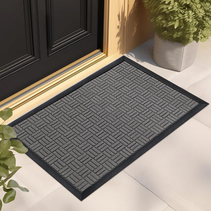 Mibao Front Door Mat, Heavy Duty Durable Welcome Mat for Outdoor Indoor, Dirt Trapper Waterproof Super Absorbent Door Mat for Entryway Outside Patio Porch, 29.5" x 17", Grey