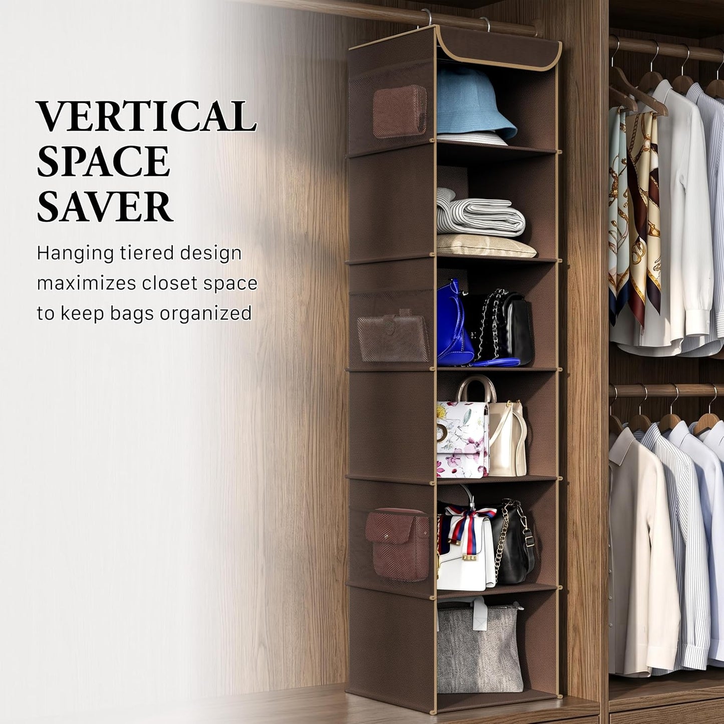 Simple Houseware 6 Shelf Hanging Closet Organizer, Gray