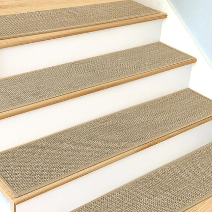 SMILOOL Stair Treads Non Slip for Wooden Steps Indoor 4 Pack 8" X 30" Carpet Stairs Runner for Wood Stairs, Stair Tread Rugs with Reusable Adhesive for Dogs Kids and Elders, Machine Washable, Brown