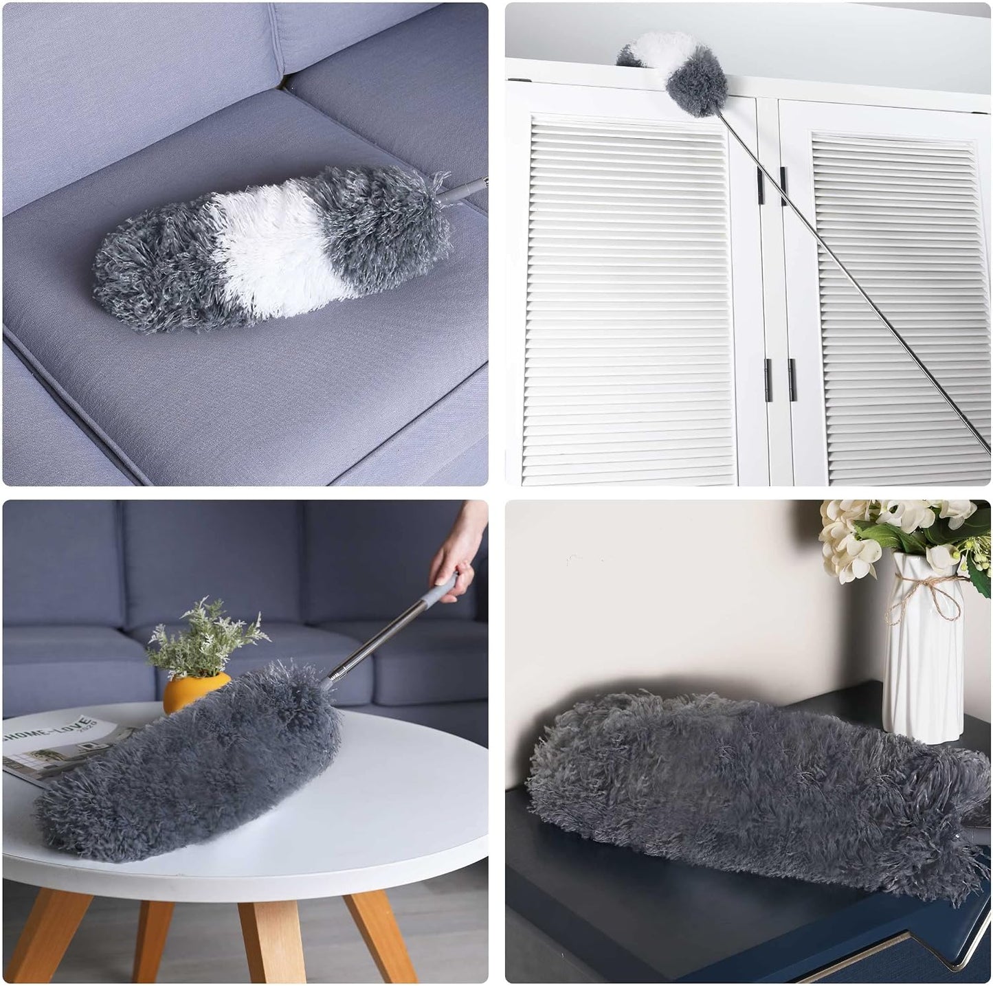 BOOMJOY Microfiber Feather Duster with Extendable Pole and Bendable Head, 100" Telescoping Duster for Cleaning Ceiling, Fan, Furniture