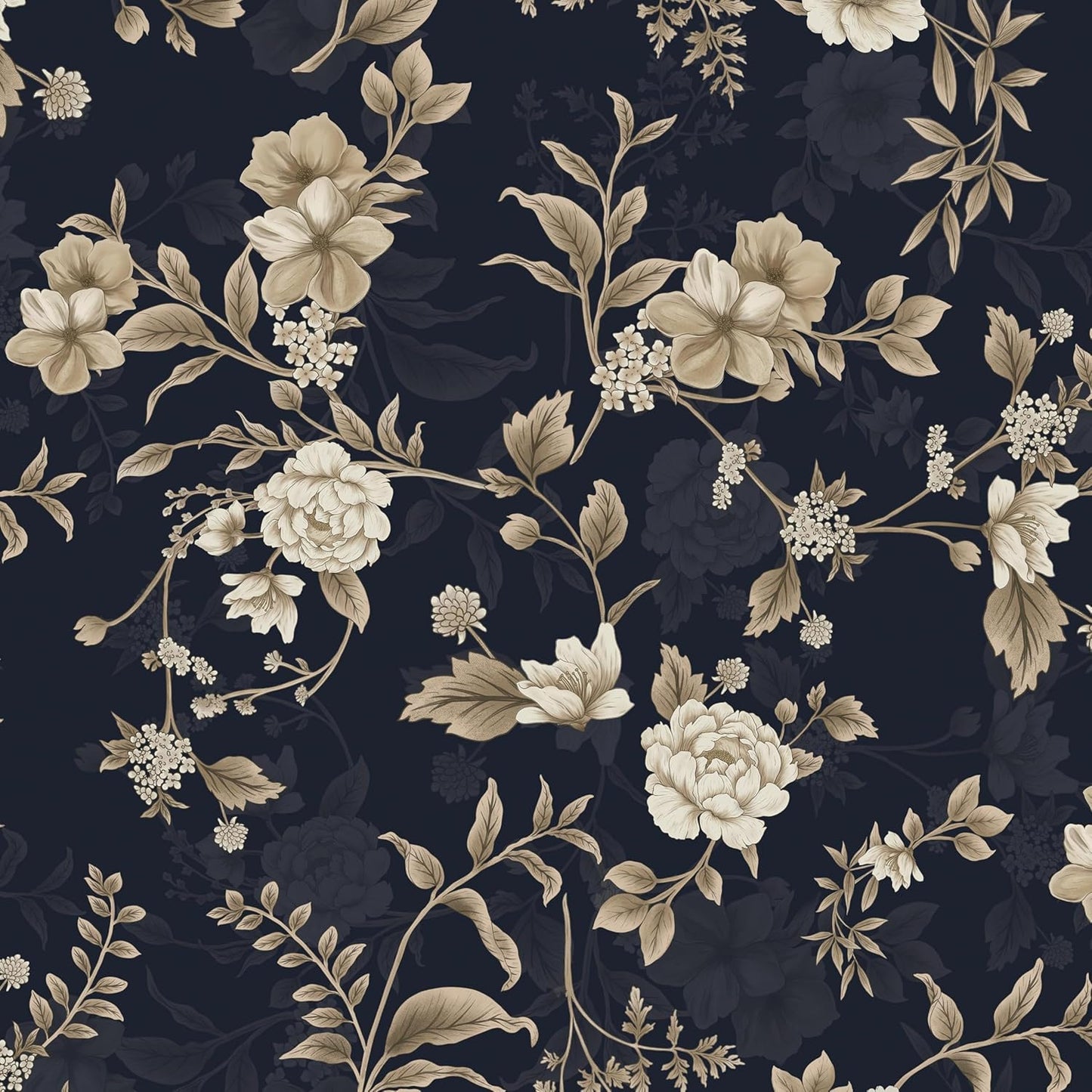 Dimoon 17.3" X 78.7" Peel and Stick Wallpaper Floral Contact Paper Boho Beige White Renter Friendly Natural Wall Paper Waterproof Removable Self Adhesive Wallpaper for Bedroom Livingroom Vinyl Roll