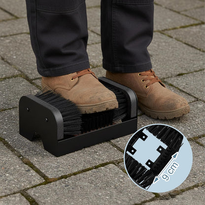 Relaxdays Shoe Scraper with All-Round Brushes, Outdoor Doormat, Heavy Duty Bristles, Floor Mounting, Black
