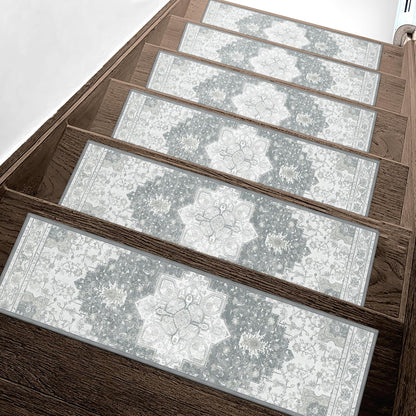 sarben Non Slip Stair Treads for Wooden Steps 15PCS - 8"x30" Indoor Safety Carpet, Edging Mats with TPE Adhesive Backing, Pet and Elderly Friendly Stair Rugs (Taupe) - Colors A