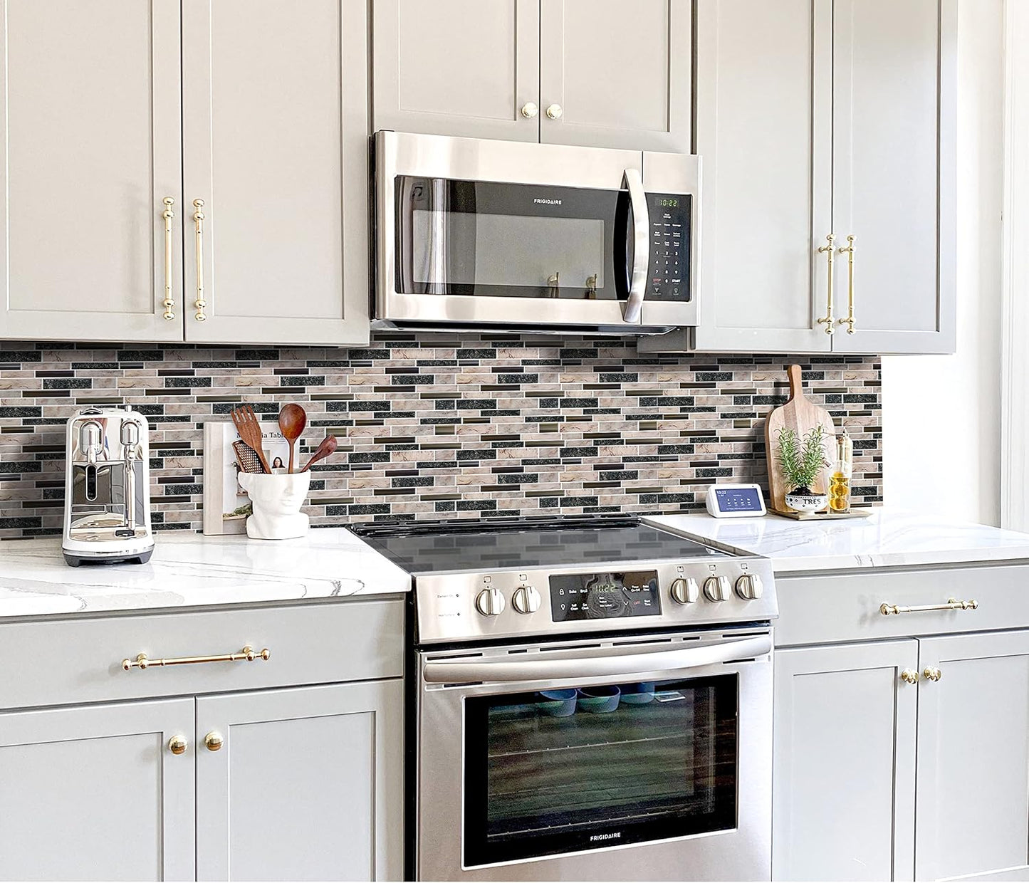 STICKGOO Thicker Design Peel and Stick Tile Backsplash, 12”×12” Stick on Backsplash for Kitchen, Self Adhesive Tile Stickers for Kitchen Backsplash and Bathroom(10 Sheets, Vintage Stone)