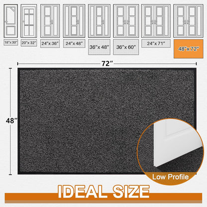 Mibao Front Door Mat, Dirt Trapper Welcome Mat for Outdoor Indoor, Non-Slip Waterproof Doormat, Durable Machine Washable Low Profile Entry Rug for Back Door Outside Patio Porch, 29.5" x 17", Grey