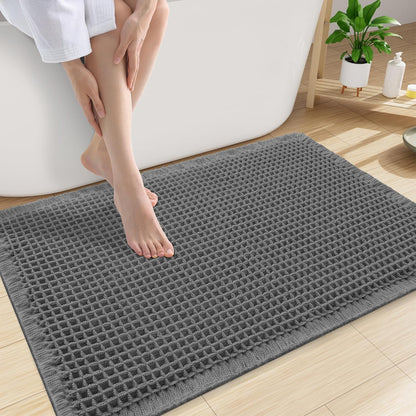 Smiry Waffle Bath Mat 30x20, Extra Soft Absorbent Bathroom Rugs, Non Slip Machine Washable Quick Dry Bath Rugs for Bathroom Floor, Tub, Shower, Home Decor Accessories, Brown