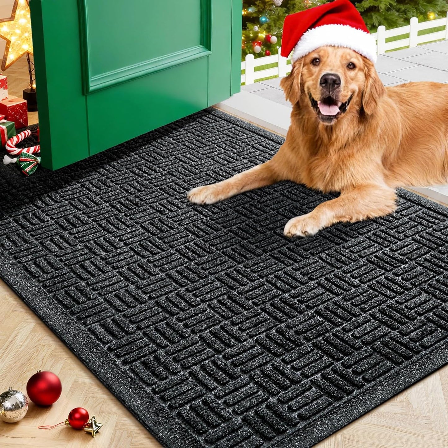 Mibao Front Door Mat, Heavy Duty Durable Welcome Mat for Outdoor Indoor, Dirt Trapper Waterproof Super Absorbent Door Mat for Entryway Outside Patio Porch, 29.5" x 17", Grey
