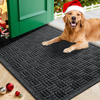 Mibao Front Door Mat, Heavy Duty Durable Welcome Mat for Outdoor Indoor, Dirt Trapper Waterproof Super Absorbent Door Mat for Entryway Outside Patio Porch, 29.5" x 17", Grey