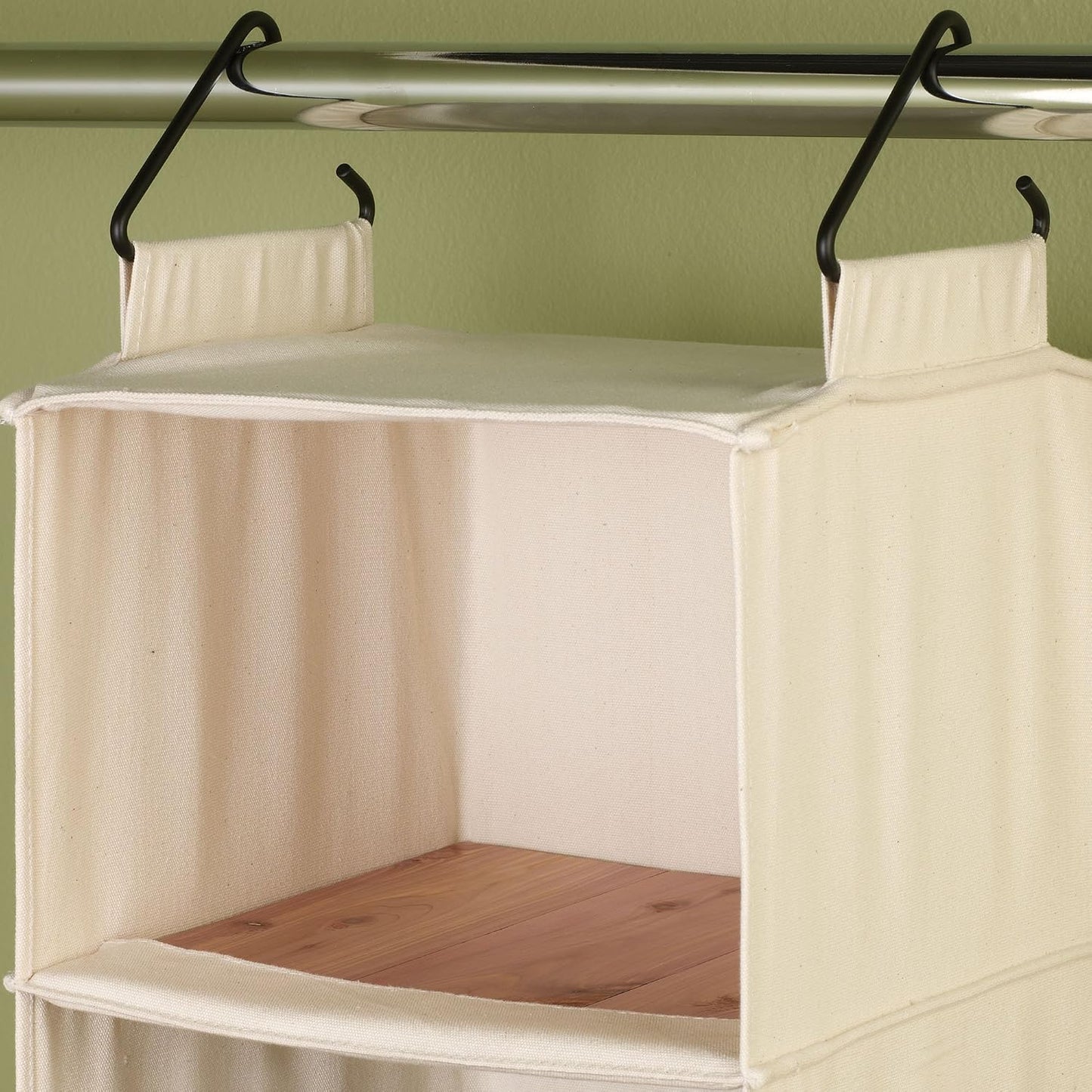 Household Essentials Cedarline 6‑Shelf Hanging Closet Organizer in Heavy‑Duty Cotton Canvas, Cream
