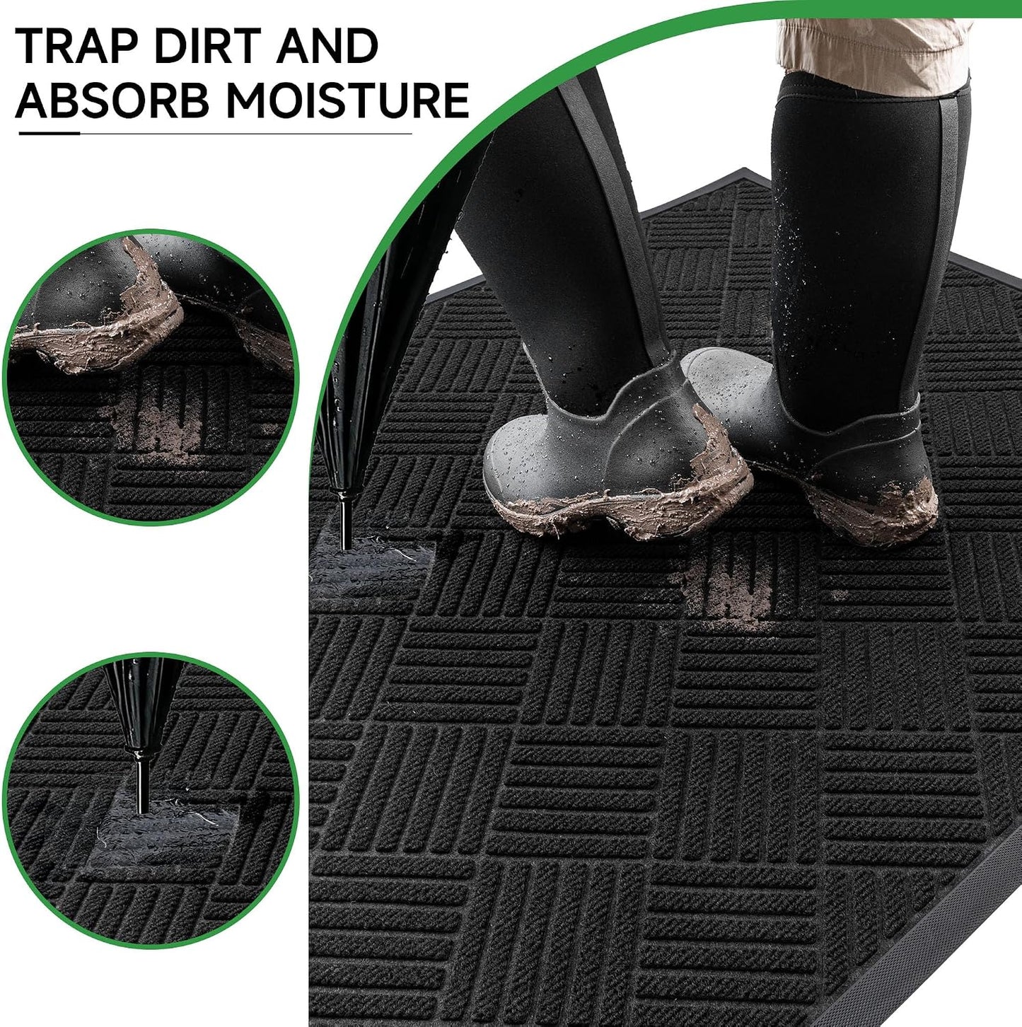 100pointONE Durable Front Door Mat, Heavy Duty Indoor Outdoor Doormat, 48” x 36” Low Profile Outdoor Mats for Home Entrance, Stain and Fade Resistant Shoe Scraper Mat, Ideal for High Traffic Area