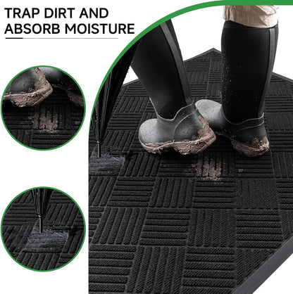100pointONE Durable Front Door Mat, Heavy Duty Indoor Outdoor Doormat, 48” x 36” Low Profile Outdoor Mats for Home Entrance, Stain and Fade Resistant Shoe Scraper Mat, Ideal for High Traffic Area