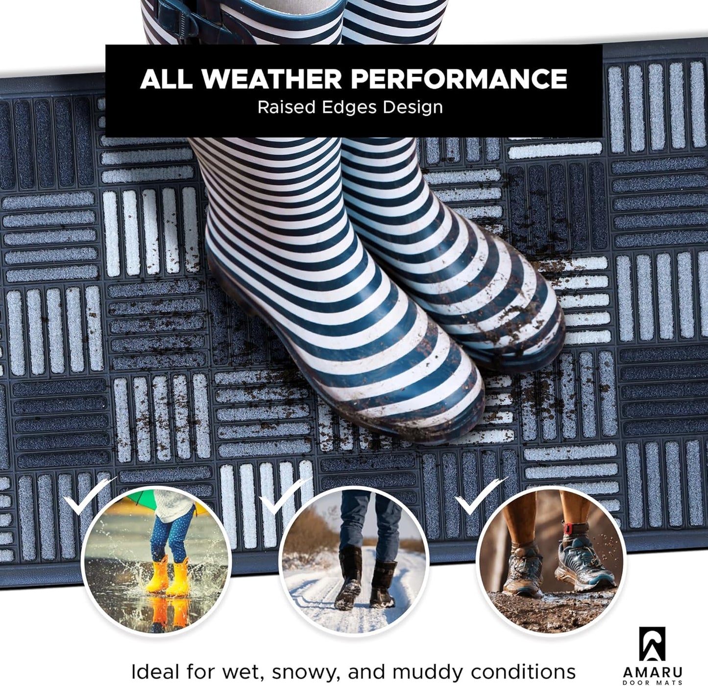 Extra Durable, Superior Absorption, Front Door Mat for Outdoor & Indoor - Welcome Mat for Entryway, Entrance, Patio, Porch - Waterproof, Non-Slip Backing, Coarse Fibers (Scales,17x29)