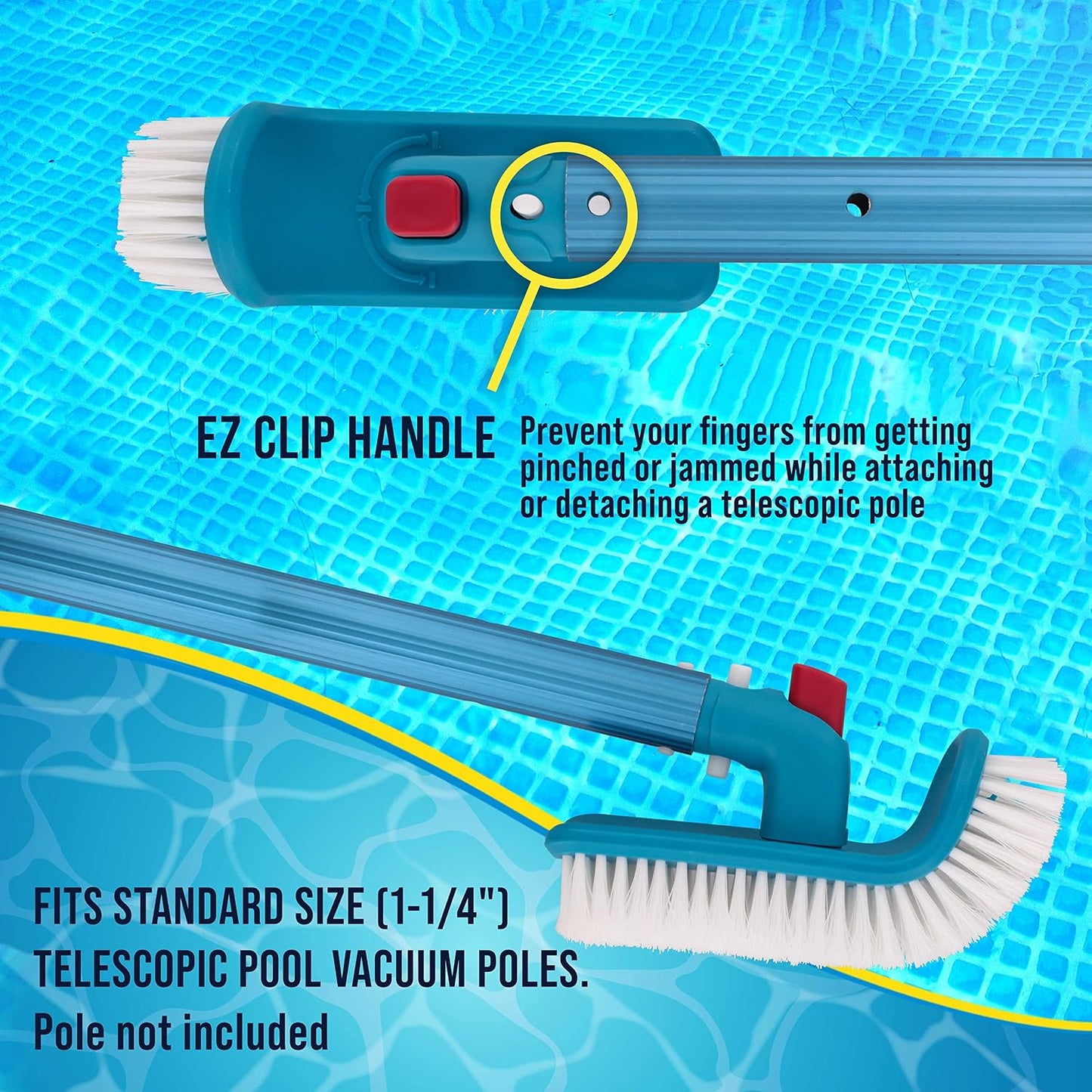 U.S. Pool Supply Pool Brush Head for Inground Pools, Hot Tub, Spa - Corner and Step Pool Scrubber Brush with 180° Handle Rotation, Scrub Bristles - Cleaning Debris - Above Ground Swimming, Bathroom
