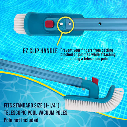 U.S. Pool Supply Pool Brush Head for Inground Pools, Hot Tub, Spa - Corner and Step Pool Scrubber Brush with 180° Handle Rotation, Scrub Bristles - Cleaning Debris - Above Ground Swimming, Bathroom
