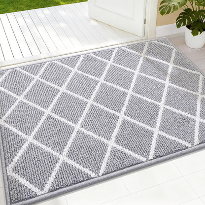 Finchitty Indoor Door Mat, Dirt Resistant and Absorbent, Low-Profile, Non-Slip, Washable Inside Floor Mats for Front Door, Back, and Entrance, 32" x 20", Grey
