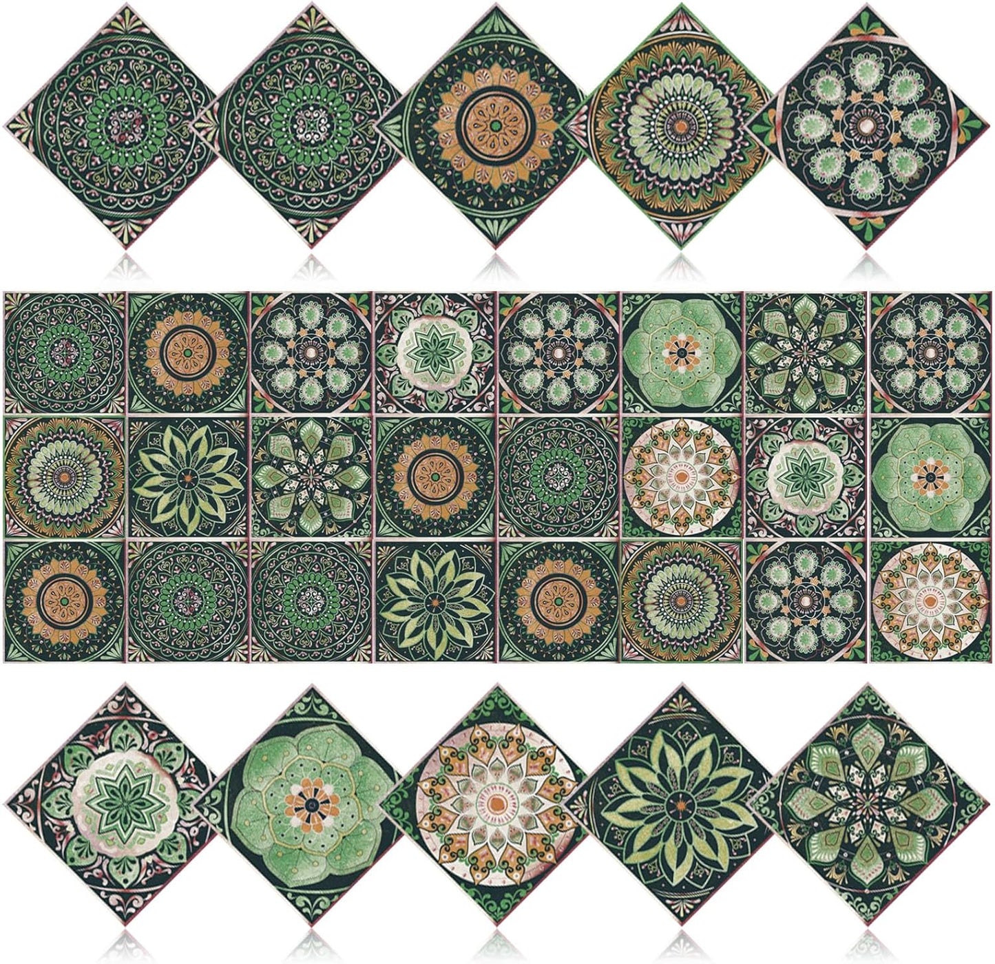 PVC Peel and Stick Tile Stickers 24Pcs Waterproof Removable Backsplash Wall Decals Self-Adhesive Subway Stickers for Kitchen Bathroom RV Instant DIY Upgrade Sticker (Style D, 3.94 x 3.94 Inch)