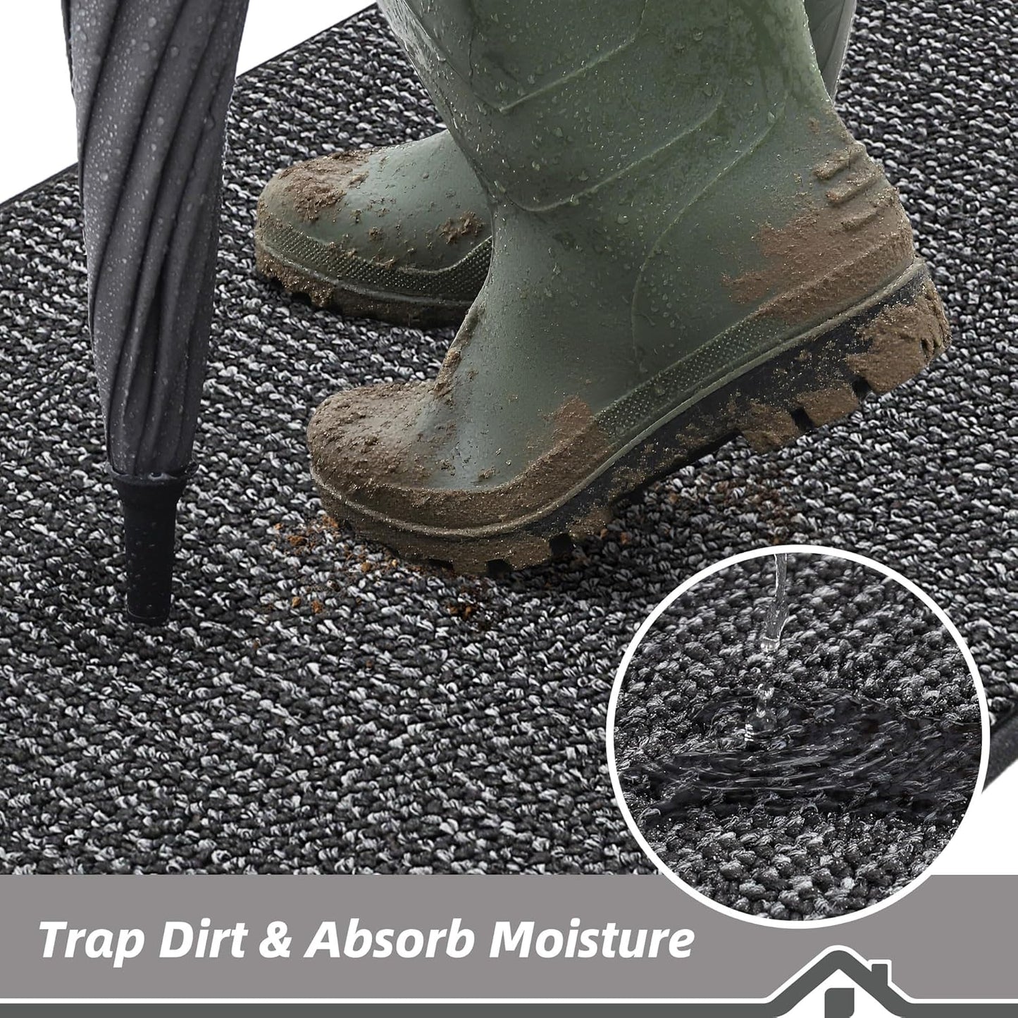 BEQHAUSE Dirt Trapper Door Mat 20" x 32", Non-Slip Washable Doormats Entrance Mat, Dirt Resistant and Absorbent Welcome Mat, Low Profile Floor Mats for Front Back Door and Entryway, Beige