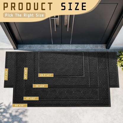 Yimobra Front Door Mat Outside Entrance 29.5x17, Waterproof Heavy Duty Outdoor Mats for Front Door, Non Slip Rubber Entry Mat for Garage Patio Indoor, Grey