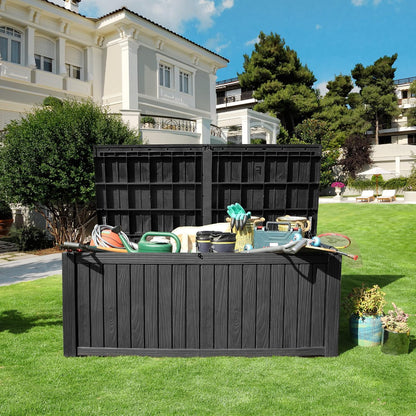 YITAHOME 31 Gallon Outdoor Storage Deck Box | Waterproof Resin Package Delivery and Storage Box with Lockable Lid for Patio Furniture Cushions, Pool Accessories, Garden