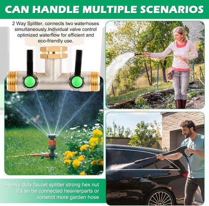 Love Is War 2 Way Hose Splitter Garden Water Faucet Spigot Splitter | Standard 3/4 inch GHT thread fits all common outdoor spigots and hoses