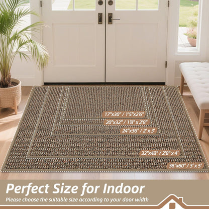 BEQHAUSE Dirt Trapper Door Mat 20" x 32", Non-Slip Washable Doormats Entrance Mat, Dirt Resistant and Absorbent Welcome Mat, Low Profile Floor Mats for Front Back Door and Entryway, Beige